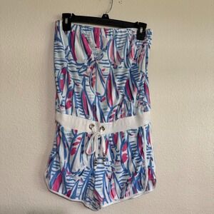 Lilly‎ Pulitzer Strapless Romper Women's XS Sailboats Cotton Drawstring Waist